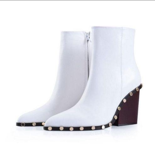Para Para Para mujer botas al tobillo en Punta Spike Stud Vaca Cuero Tacones Altos Militar 2017 75d5dc Para Para Para mujer botas al tobillo en Punta Spike Stud Vaca Cuero Tacones Altos Militar 2017 75d5dc