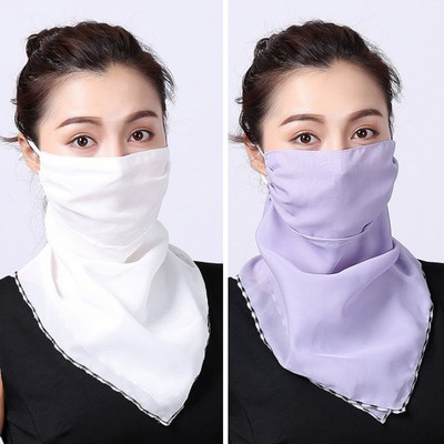 Headwear for Women,2 Pcs Fashion Chiffon Bandanas Outdoors Sun UV Protection Neck Gaiter Neckerchief
