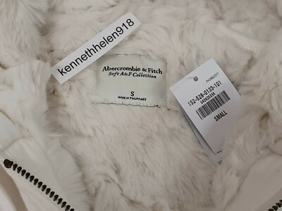 ABERCROMBIE & FITCH FAUX FUR LINED EMBROIDERED LOGO FULL ZIP