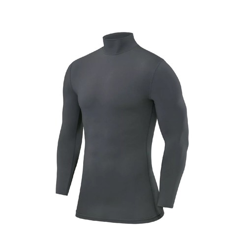 MENS COMPRESSION BASE-LAYER LONG SLEEVE TOP SKIN MOCK NECK TIGHT MUSCLE GYM - Picture 23 of 34