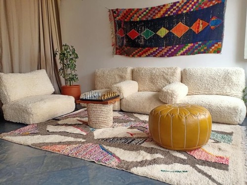 Moroccan Genuine Leather Boho Pouf Ottoman Handmade Pouf *Unstuffed* - Picture 15 of 16