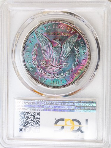 1887-P PCGS MS63 CAC MORGAN $ STUNNING NEON VIBRANT RAINBOW TONING (VIDEO) - Picture 6 of 6