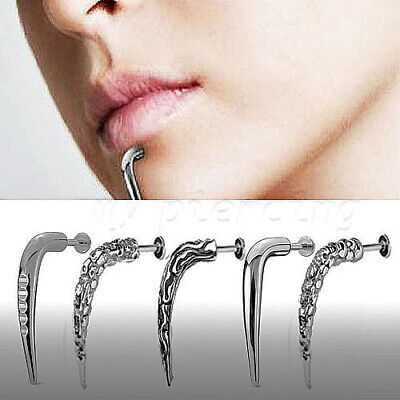14ga Surgical Steel Big Carved Claw Hook Spike Lip Labret 14ga Surgical Steel Big Carved Claw Hook Spike Lip Labret