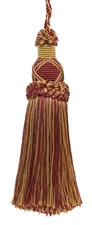 Burgundy Red Gold 5.5" Decorative Key Tassel Royal Romance [Invidual]