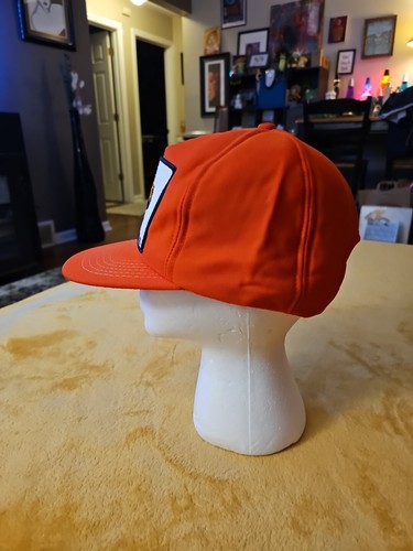 Cappello camionista vintage Evanston materiale carburante arancione costruzione snapback USA - Foto 5 di 7