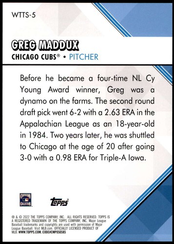 Greg Maddux 2022 Topps 5x7 Welcome to the Show Gold #WTTS-5 /10 Cubs - Picture 2 of 2