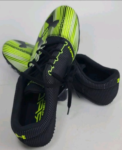 UNDER ARMOUR US Size 11.5 Racing KickSprint Black Yellow Men's Track Cleats  - Foto 10 di 10