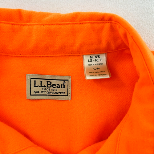 VINTAGE L.L. Bean Shirt Adult Large Orange Button Up Hunter Outdoors Fleece Mens - Picture 2 of 19