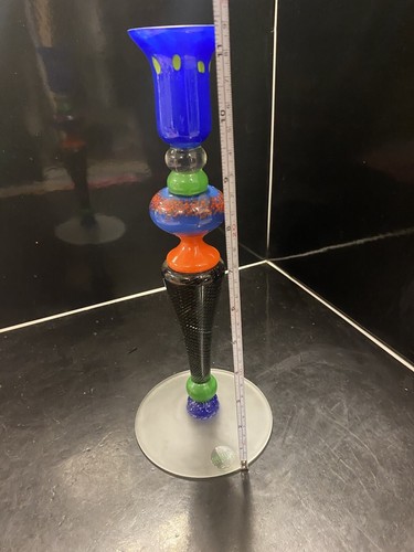 NEMTOI - 12 TALL Glass Art CandleHolder - Made in Romania - SIGNED - Picture 7 of 8