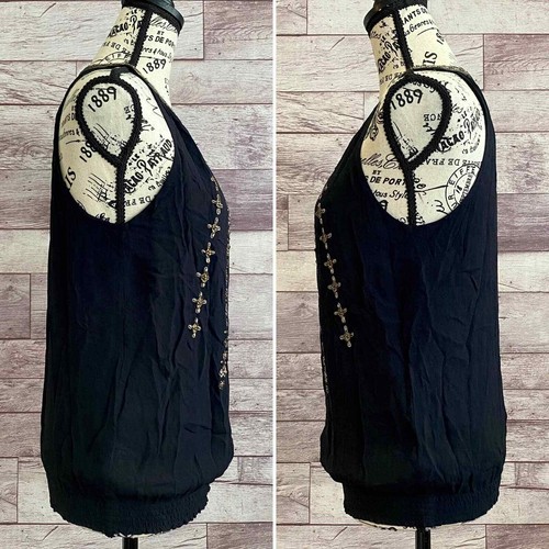 Joie Zeldah "Caviar Antique Bronze" Perlen hochgeschlossen ärmellose Bluse neu mit Etikett - XS - Bild 7 von 12