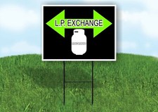 LP EXCHANGE BLACK GREEN Yard Sign with Stand LAWN SIGN