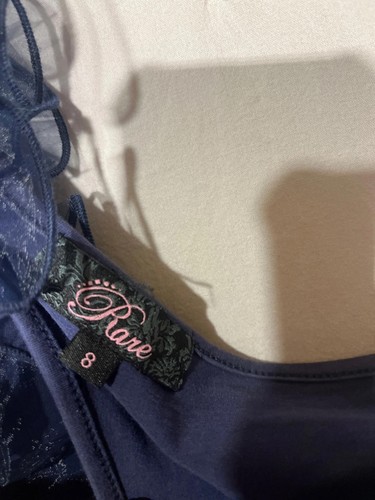 Women’s Rare Size 8 Navy Cotton Mini Y2K Dress with detail - Picture 4 of 7