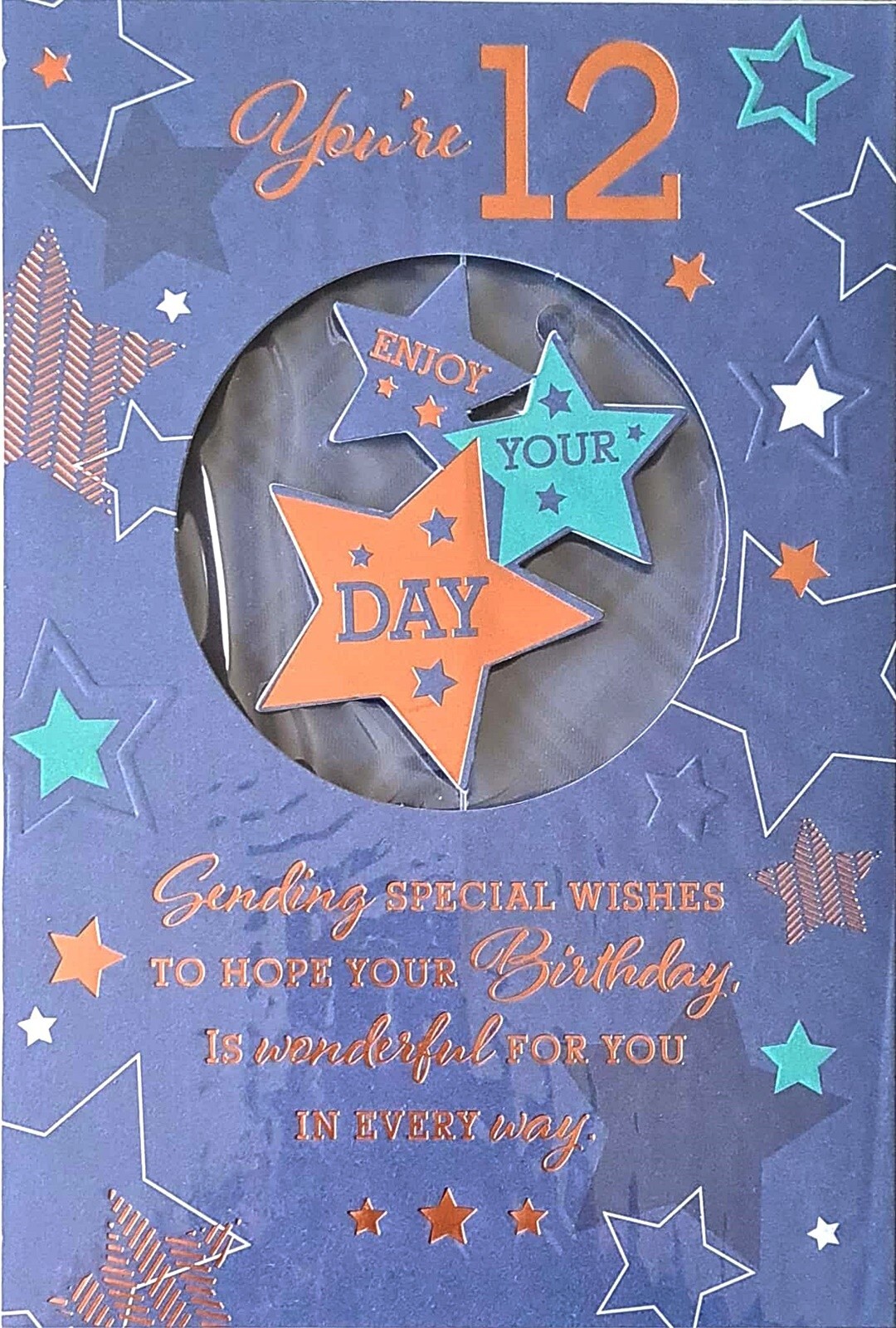 Happy 12th Birthday Card 12 Today Enjoy Your Day Stars You're 12 for Boys Him