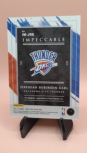 2021 Panini Impeccable Basketball Jeremiah Robinson Earl Rookie Auto /99 NBA OKC - Picture 5 of 5