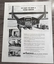 Fairchild Packet Flying Boxcar Loaded with Cargo   WWII Ad