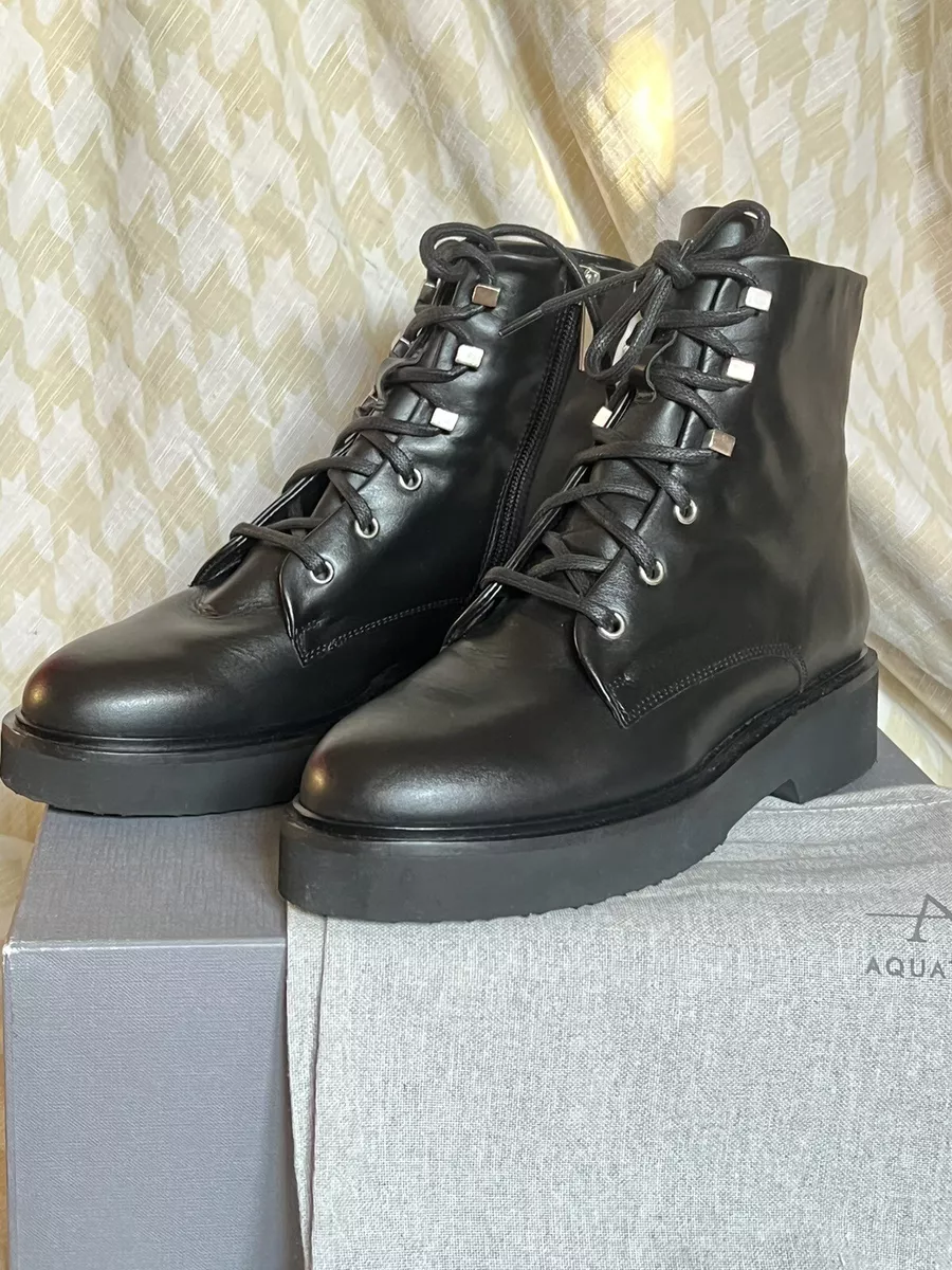 Aquatalia Mariola Ankle Black Weatherproof Leather Boots US9 525