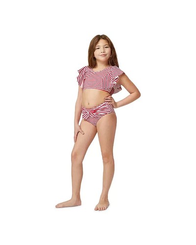 Habitual Malibu Two-Piece Bikini Girls 14 Red White Striped Swimsuit ERK692 - Picture 5 of 10