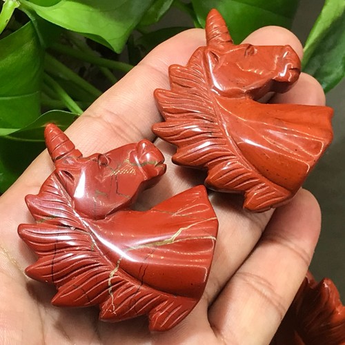 1 pieza jaspe rojo natural calavera de unicornio cuarzo cristal tallado reiki curación 2"" - Imagen 6 de 10