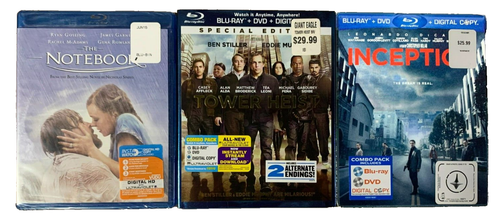 Blu Ray 3 Movie Lot: The Notebook, Inception, Tower Heist, Action, Drama, Romanc - Imagen 1 de 2