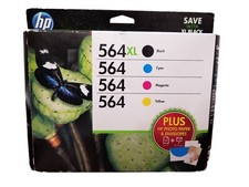 HP 564XL/564 Black Tri Color Combo Pack Genuine Ink Cartridges Exp 3/16, NEW