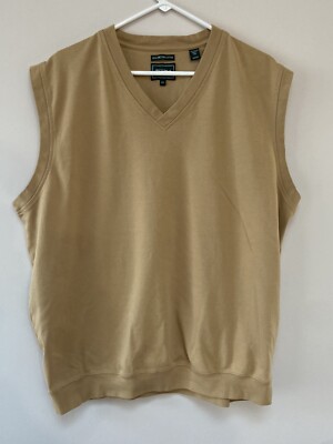 BOLLE Golf Sweater Vest Beige Super Soft 100% Pima Cotton V Neck Adult XXL