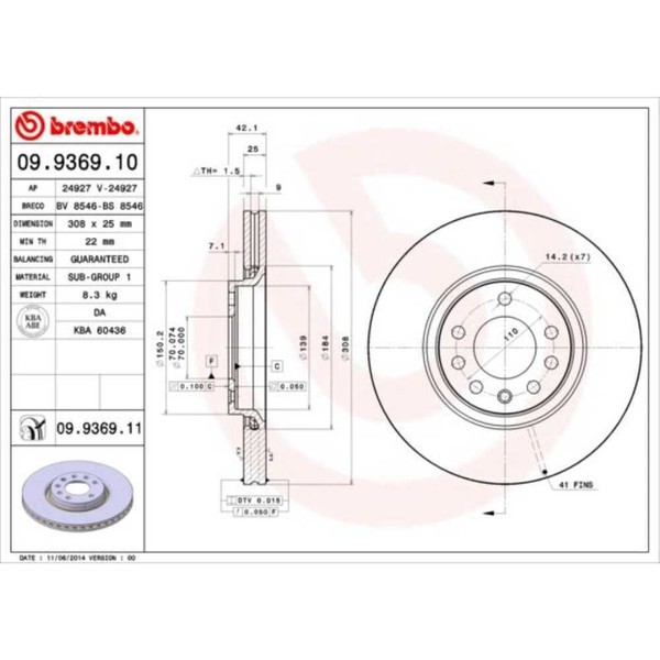 Brembo 2X Bremsscheibe Vorne 308 InnenbelüFtet FüR Opel Corsa E X15-image