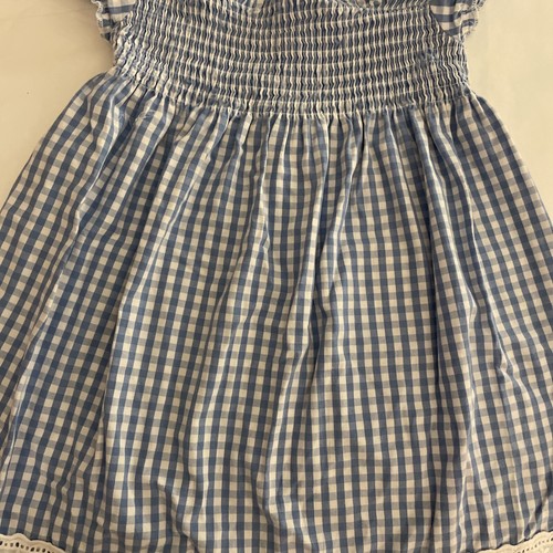 2T SUMMER DRESS by Wonder Kids Blue & White Gingham Smocked Bodice Eyelet Trim - Picture 8 of 24