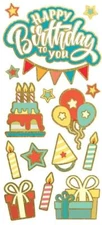 PAPER HOUSE PRODUCTIONS Sticky Pix Faux Enamels Stickers - BIRTHDAY - 15 pcs