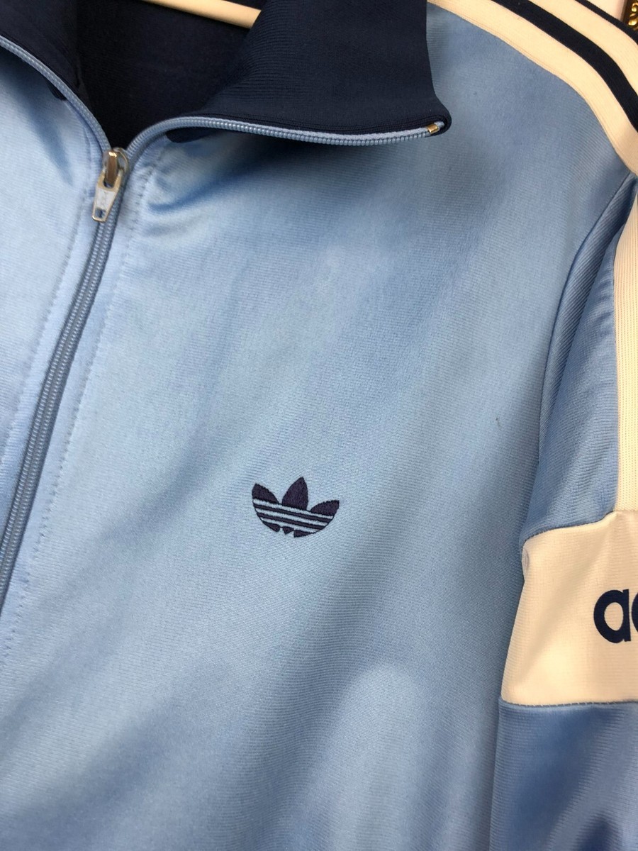 Vintage 80's Adidas Blue Nylon Track Top Jacket Mens Athletic Rare