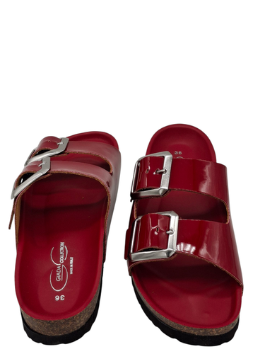 Ciabatte Donna Doppia Fibbia Pelle Rosso Lucido Modello Birkenstock Arizona - Imagen 5 de 12
