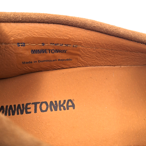 Minnetonka Classic Moc Dusty Braun Wildleder Leder Mokassins Herren Hausschuhe Größe 9 - Bild 18 von 19