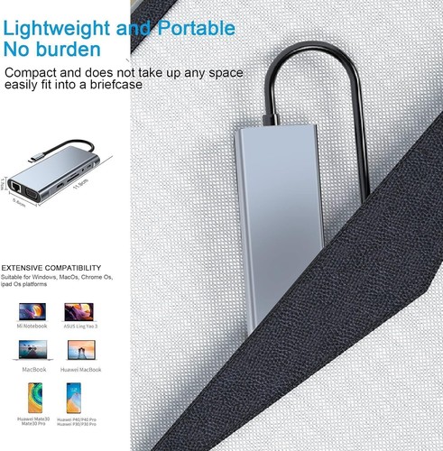 USB C HUB Adapter 11 in 1 with USB 3.0 4K-HDMI PD Docking Station For PC&Laptop - Picture 8 of 17