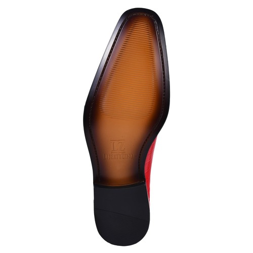 LIBERTYZENO Mens Leather small Croco Skin print Burnished toe Oxford Dress Shoes - Picture 25 of 27