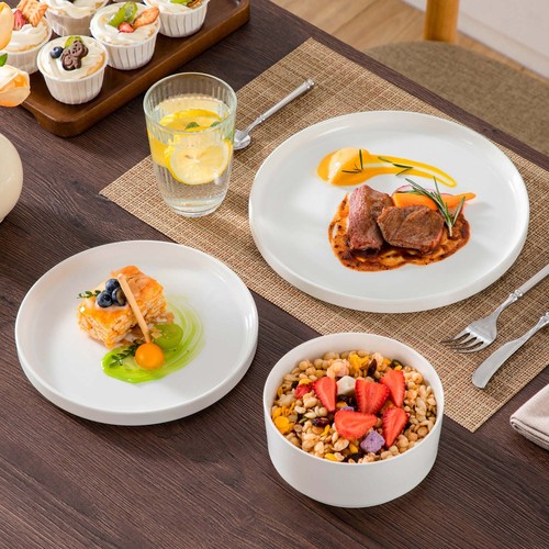 MALACASA LEAH 18-Piece Dinnerware Set Porcelain Bowls & Plates Set Service for 6 - Picture 10 of 15