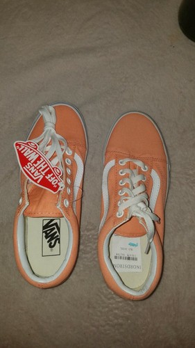 Scarpe da skate Vans Old Skool in tela lavata rosa pesca e vero bianco - Foto 4 di 11