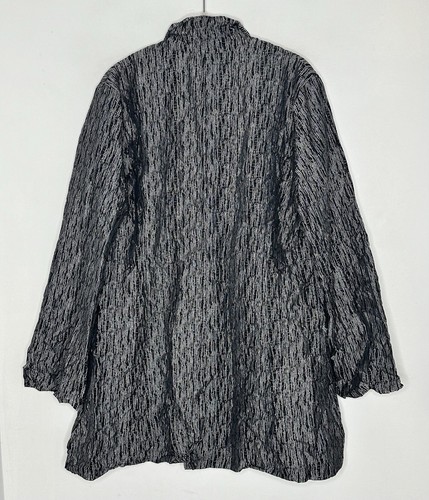 Sun Kim Crinkle Boyfriend Jacket Blazer Women Medium Black Gray Artsy Minimalist - Bild 7 von 7