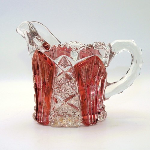 EAPG Cranberry and Clear Imperial Glass #212 Sugar and Creamer Set. - Picture 2 of 11
