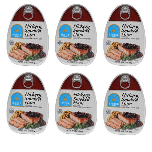 Bristol (6 PACK) Hickory Smoked Cooked Canned Ham. 16 oz. each Exp 05