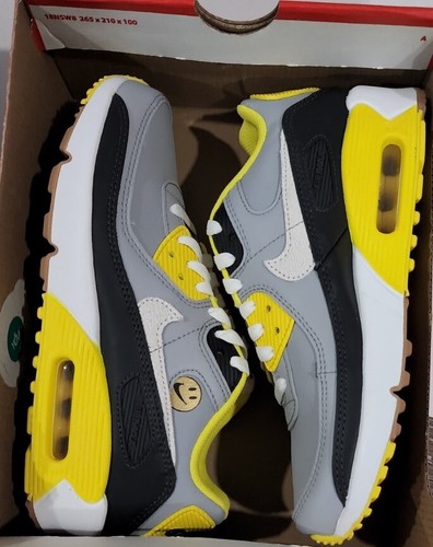 Nike Air Max 90 LTR GS Wolf Gris/Amarillo Juventud 4.5 Mujer 6 NUEVO DQ0570-001 NOLID - Imagen 6 de 7