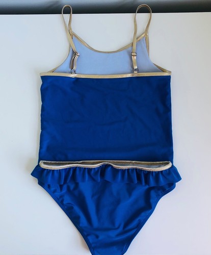 EUC Authentic JANTZEN Girl's Two-Piece Swimsuit in Blue & Gold Size 14 - Picture 10 of 10