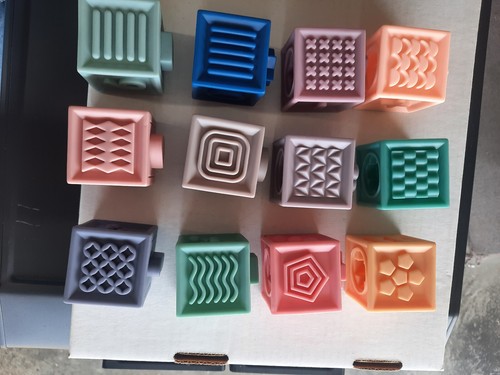 12pc Soft Building Blocks Teether Silicone Educational Toys for Baby Soft Rubber - Picture 3 of 9