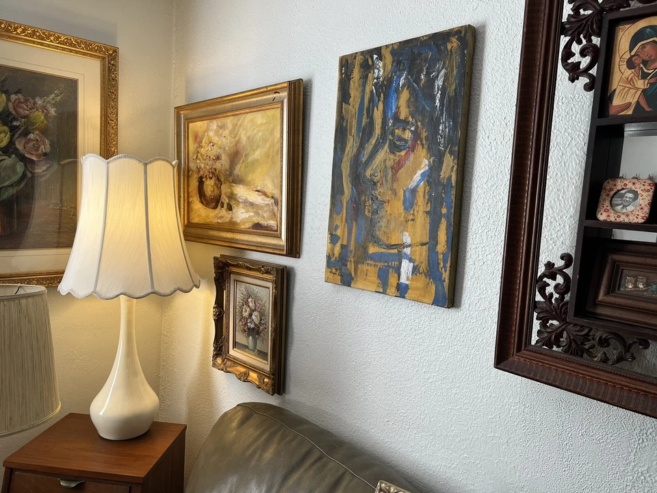 Figura Abstracta Kern Deepa Expresionismo Mujer Ojos Cerrados Firmada Mujer Niña Foto 3 de 4