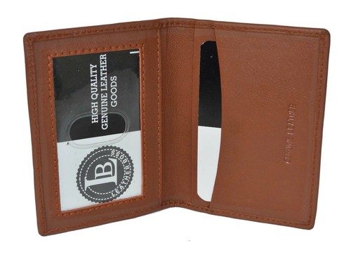 Leatherboss Genuine Leather Credit Card ID Holder Small Slim, Chocolate - Picture 1 of 7