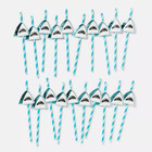 Shark Party Paper Straws Pack of 20 Ocean Theme Blue Stripe Kids Birthday NEW
