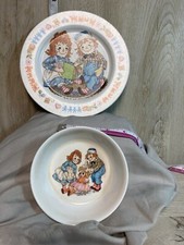 Vtg 1969 Oneida Deluxe Raggedy Ann and Andy Plate And Bowl Set Bobbs-Merrill Co.