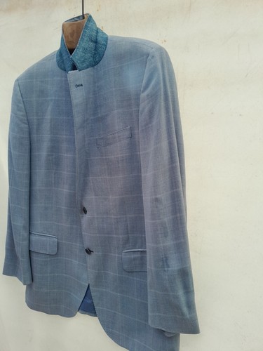 Burberry London Jacket Mens 46 Blue Blazer XL Wool Silk Flax Made in Spain EU 56 - Picture 3 of 19