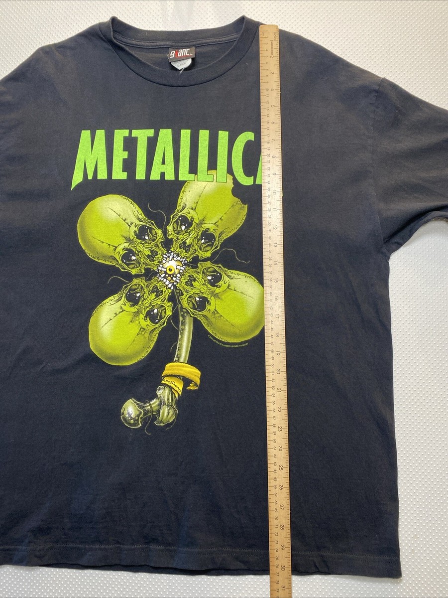 Metallica Men's XL No Leaf Clover Skull Band T-Shirt Pushead 2001