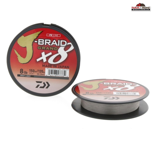 Daiwa J-braid Grand 8x 150yds Gray Light Jbgd8u8-150gl for sale online