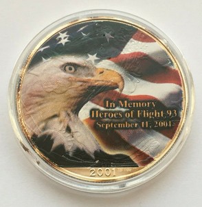 colorized dollar heroes coin eagle memory flight 2001 oz silver american