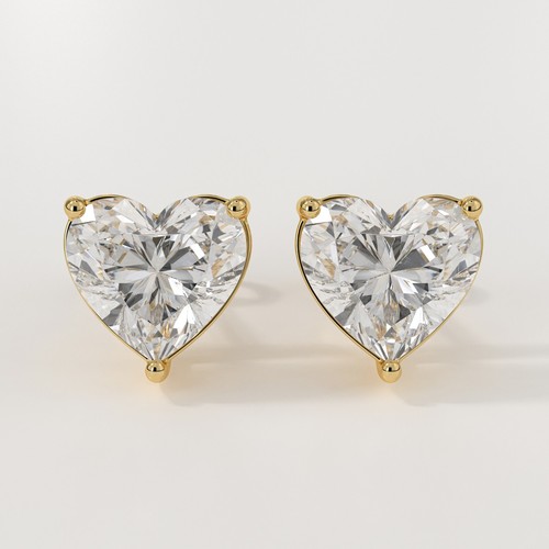 .50ctw Lab Grown Heart Shaped Diamond Earrings with 14k solid gold - Picture 2 of 7
